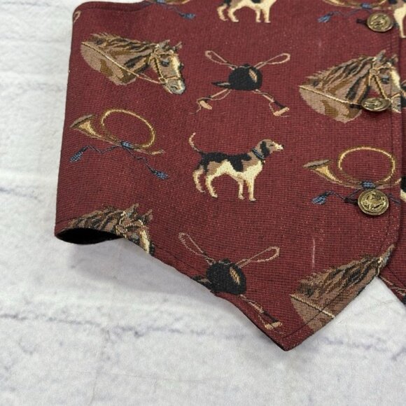 Vintage Orvis Vest Womens Size S Horse Equestrian Dog Tapestry Button USA 90s - Picture 9 of 13